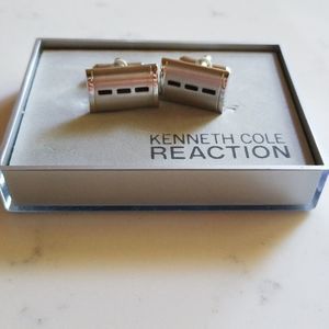 New cufflinks, Kenneth Cole silver cufflinks w/black detail